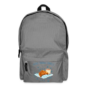 Ein Kuss aus Paris, Frankreich mit Croissant - Rucksack - Mittelgrau - Vorne