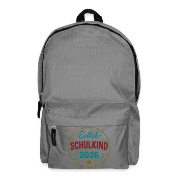 Endlich Schulkind 2026 Badge - Rucksack - Mittelgrau - Vorne