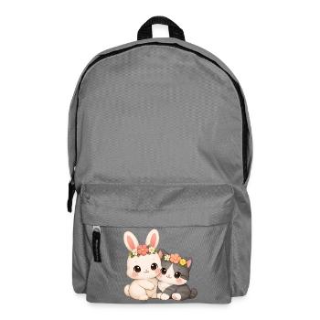 Rabbit with cat - Backpack - elephant grey - Front