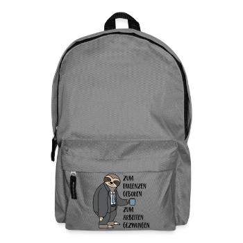 Faultier Zum Faulenzen Geboren Arbeiten Gezwungen - Rucksack - Mittelgrau - Vorne