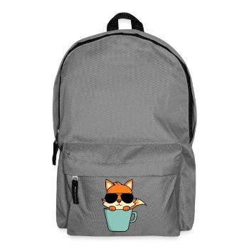 Cool fox in coffee cup - Backpack - elephant grey - Front