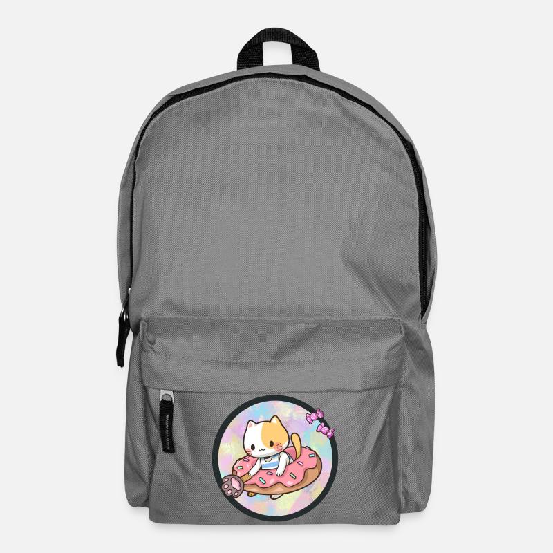 Kawaii Katze mit Donut und Süßigkeiten - Rucksack - Mittelgrau