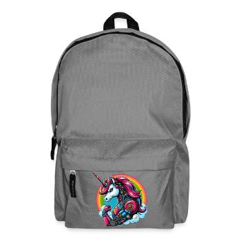 Einhorn Roboter Cyborg Regenbogen Science Fiction - Rucksack - Mittelgrau - Vorne