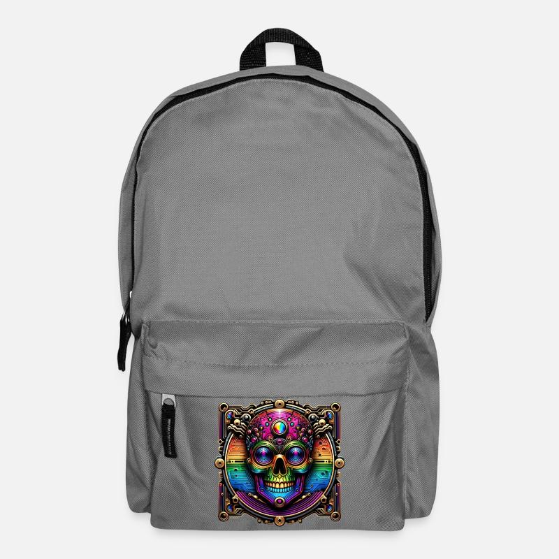 Cyberpunk Regenbogen Totenkopf Design - Rucksack - Mittelgrau
