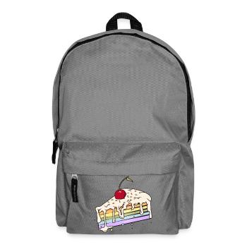 Stück Regenbogen Kuchen mit Kirsche im Comic Stil - Rucksack - Mittelgrau - Vorne
