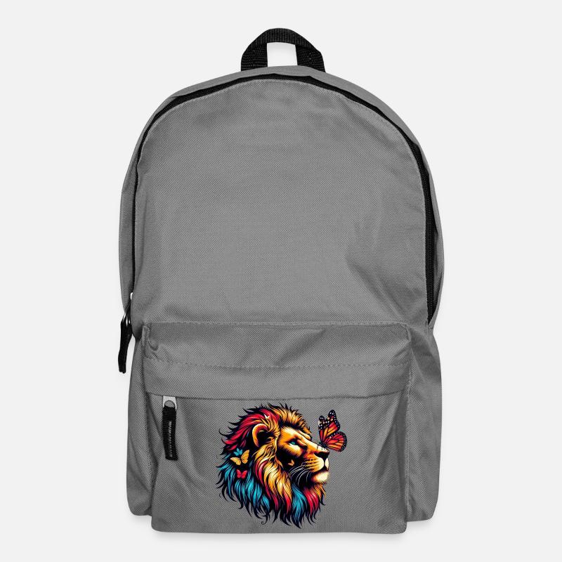 Löwe und Schmetterling - Rucksack - Mittelgrau