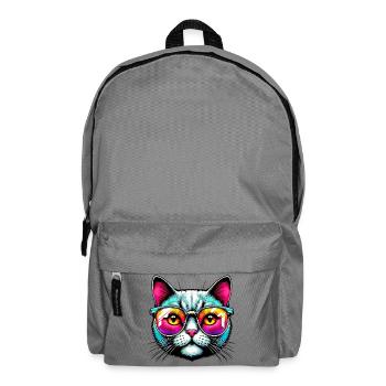 Kater mit Sonnenbrille - Rucksack - Mittelgrau - Vorne