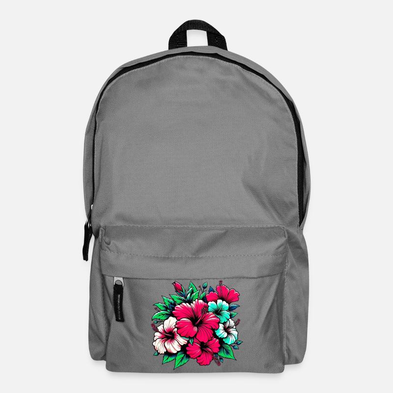 Hibiskusblüten - Rucksack - Mittelgrau