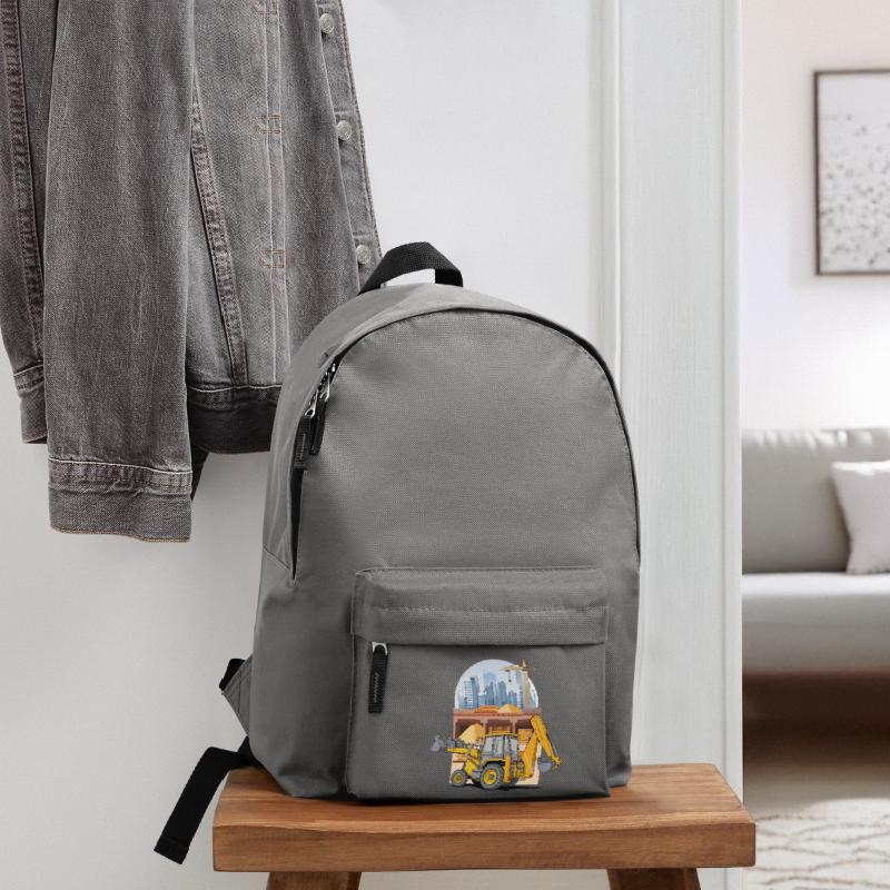Backhoe Loader, Tractor Loader on Construction Site Backpack