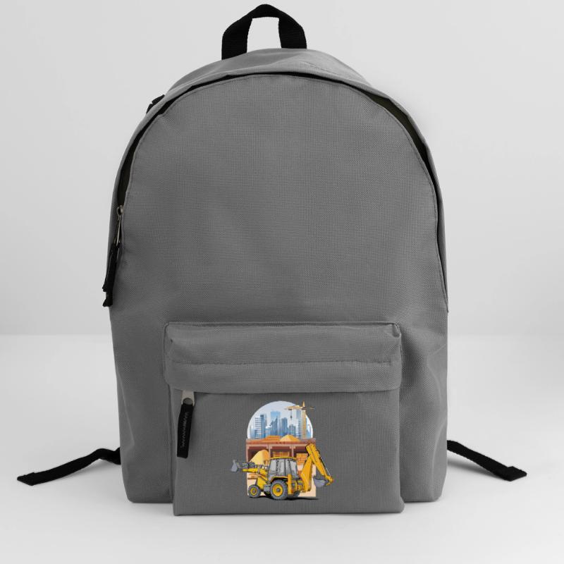 Backhoe Loader, Tractor Loader on Construction Site Backpack