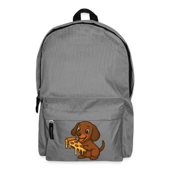 Süßer Dackel Cartoon Pizza Pizzaliebhaber Hund - Rucksack - Mittelgrau - Vorne
