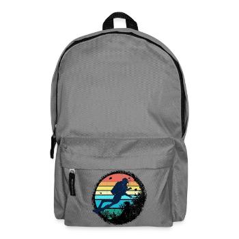 Underwater Diver Silhouette with Rainbow Sunset - Backpack - elephant grey - Front