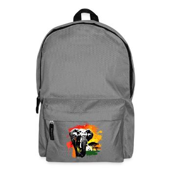 Elefant Afrika Safari Natur Wildnis Aquarell Kunst - Rucksack - Mittelgrau - Vorne