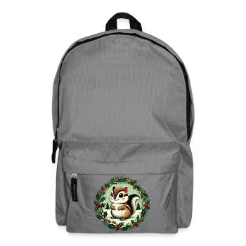 Festive Squirrel with Holly Wreath - Backpack - elephant grey - Front
