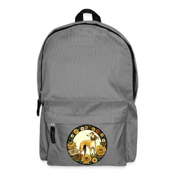 Elegant Greyhound with Floral Frame - Backpack - elephant grey - Front
