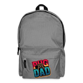 Mops Papa Retro Stil, Hund Papa - Rucksack - Mittelgrau - Vorne