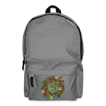 Tropical flower wreath with birds - Backpack - elephant grey - Front