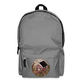 Small red house in the garden in oil painting style - Backpack - elephant grey - Front