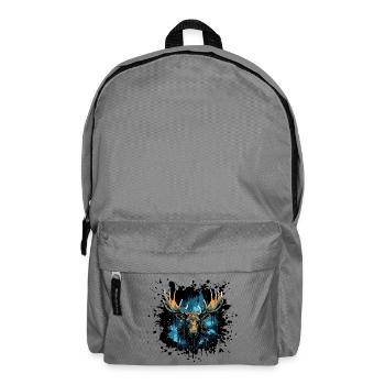 Nordic Moose Head Blue Watercolor Painting - Backpack - elephant grey - Front