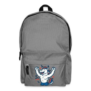 Frohes Einhorn-Maskottchen-Feiern Power Fun - Rucksack - Mittelgrau - Vorne