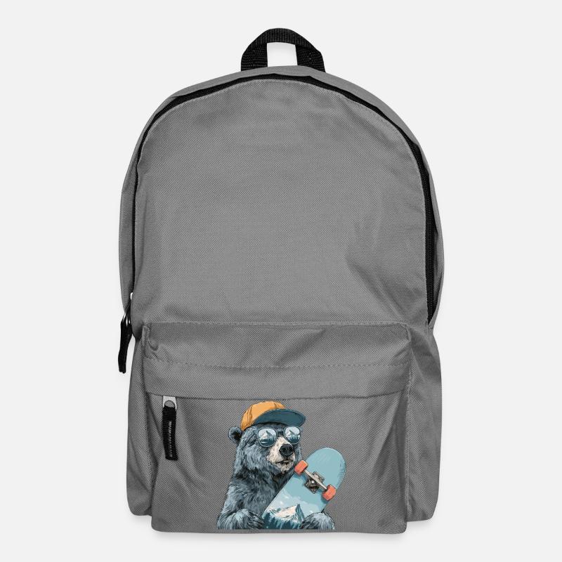 Bär Skater mit Bergreflexion - Rucksack - Mittelgrau