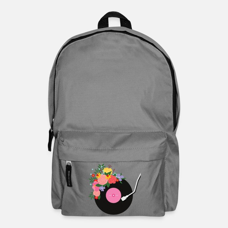 Blumige Schallplatte - Rucksack - Mittelgrau