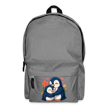 Kuschel-Pinguine im Blumenmeer - Rucksack - Mittelgrau - Vorne