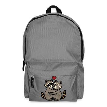 Waschbär Liebe Umarmung Retro Cartoon - Rucksack - Mittelgrau - Vorne