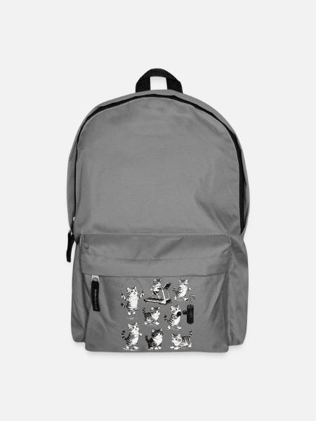 Retro Fitness Katze – Vintage Gym Kreuzheben - Rucksack - Mittelgrau