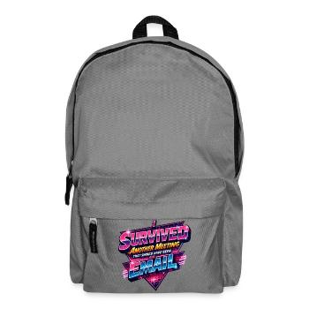 I Survived Another Meeting 80s retro vibes - Backpack - elephant grey - Front