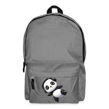 Süßer Panda mit Kopfhörern tanzen Musik Techno - Rucksack - Mittelgrau - Vorne