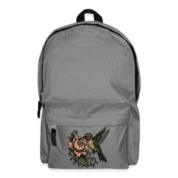 Hummingbird with Rose Vintage Tattoo - Backpack - elephant grey - Front