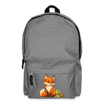 Fox and a cute turtle - Backpack - elephant grey - Front