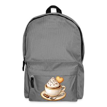 Coffee with cream and heart biscuit illustration - Backpack - elephant grey - Front