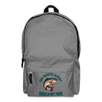Angeln mit Papa - Rucksack - Mittelgrau - Vorne