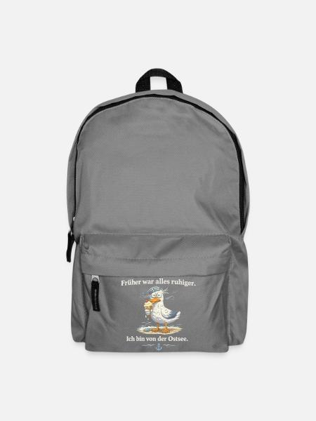 Ostsee Möwe mit Eis früher war alles ruhiger - Rucksack - Mittelgrau