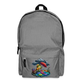 Frosch im Regen mit bunten Schirmen - Rucksack - Mittelgrau - Vorne