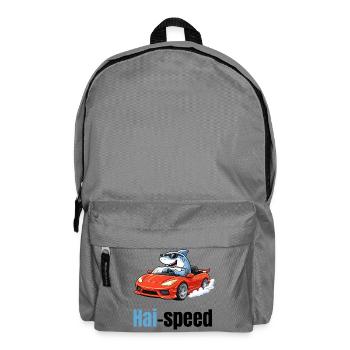 Haispeed | Cool cartoon shark in sports car - Backpack - elephant grey - Front