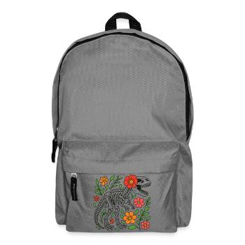 T Rex Skelett mit Blumen - Rucksack - Mittelgrau - Vorne