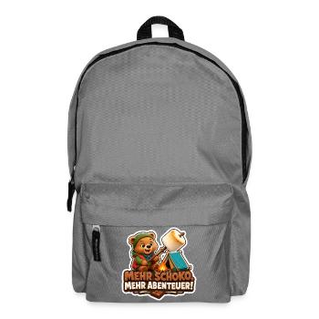 Camping Bär mit Schoko Abenteuer am Lagerfeuer - Rucksack - Mittelgrau - Vorne
