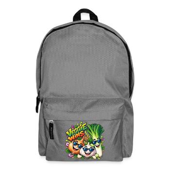 Veggie Wins: Fröhliche Gemüsefreunde - Rucksack - Mittelgrau - Vorne
