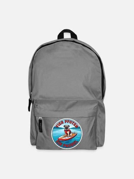 Stand-Up-Paddling Mops Dog-SUP Design - Rucksack - Mittelgrau