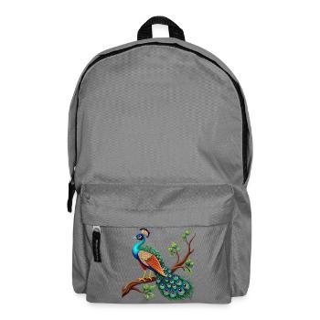 Einfacher Pfau auf Ast - Rucksack - Mittelgrau - Vorne