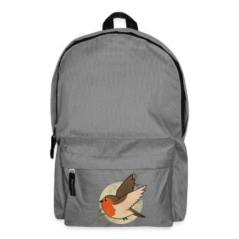 Aquarell Robin auf Kreis - Rucksack - Mittelgrau - Vorne