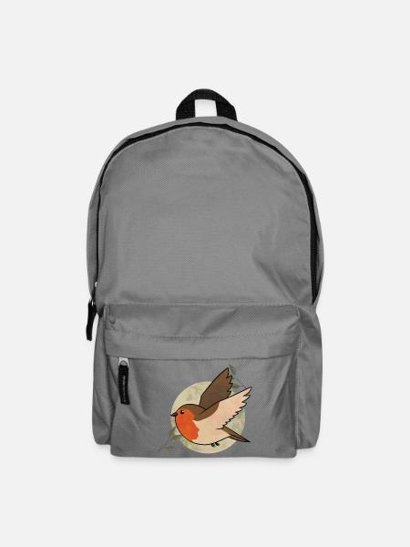 Aquarell Robin auf Kreis - Rucksack - Mittelgrau