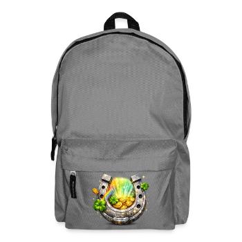 Glückshufeisen mit Klee und Münzen - Rucksack - Mittelgrau - Vorne