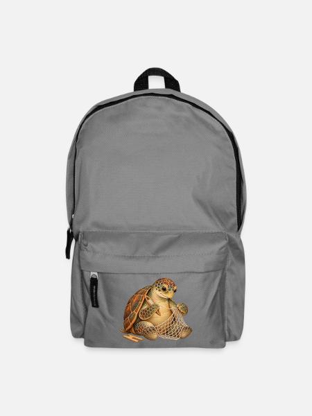Schildkröte flickt ein Fischernetz - Rucksack - Mittelgrau