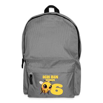 Ich bin schon 6 Jahre alt - Biene Geburtstag Kind - Rucksack - Mittelgrau - Vorne