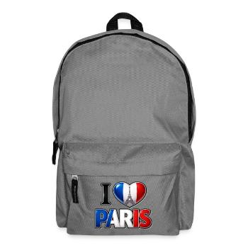 I Love Paris – Tricolor Heart and Eiffel Tower - Backpack - elephant grey - Front