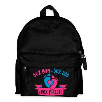 50% Mom 50% Dad 100% Miracle - Baby - Neugeborenes - Kinder Rucksack - Schwarz - Vorne